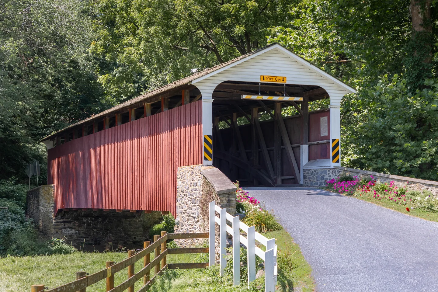 Red covered bridge in Lancaster County, Pennsylvania